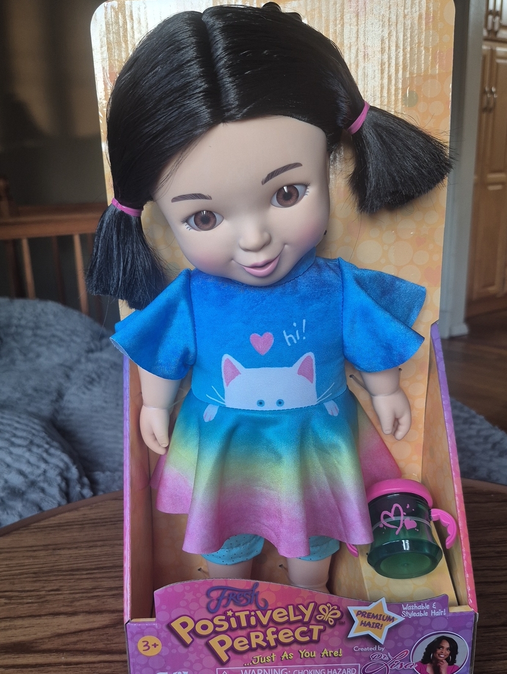 New In Box Positively Perfect Doll in Blue & Rainbow Dress. For Ages 3+.